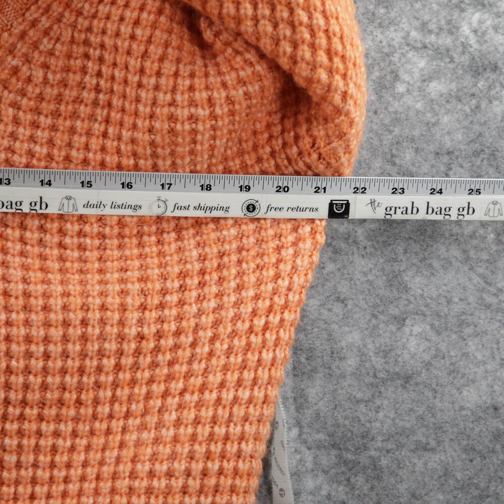 American Eagle Sweater Womens Small Orange Waffle Knit Pullover V Neck Soft Cozy - Picture 6 of 12
